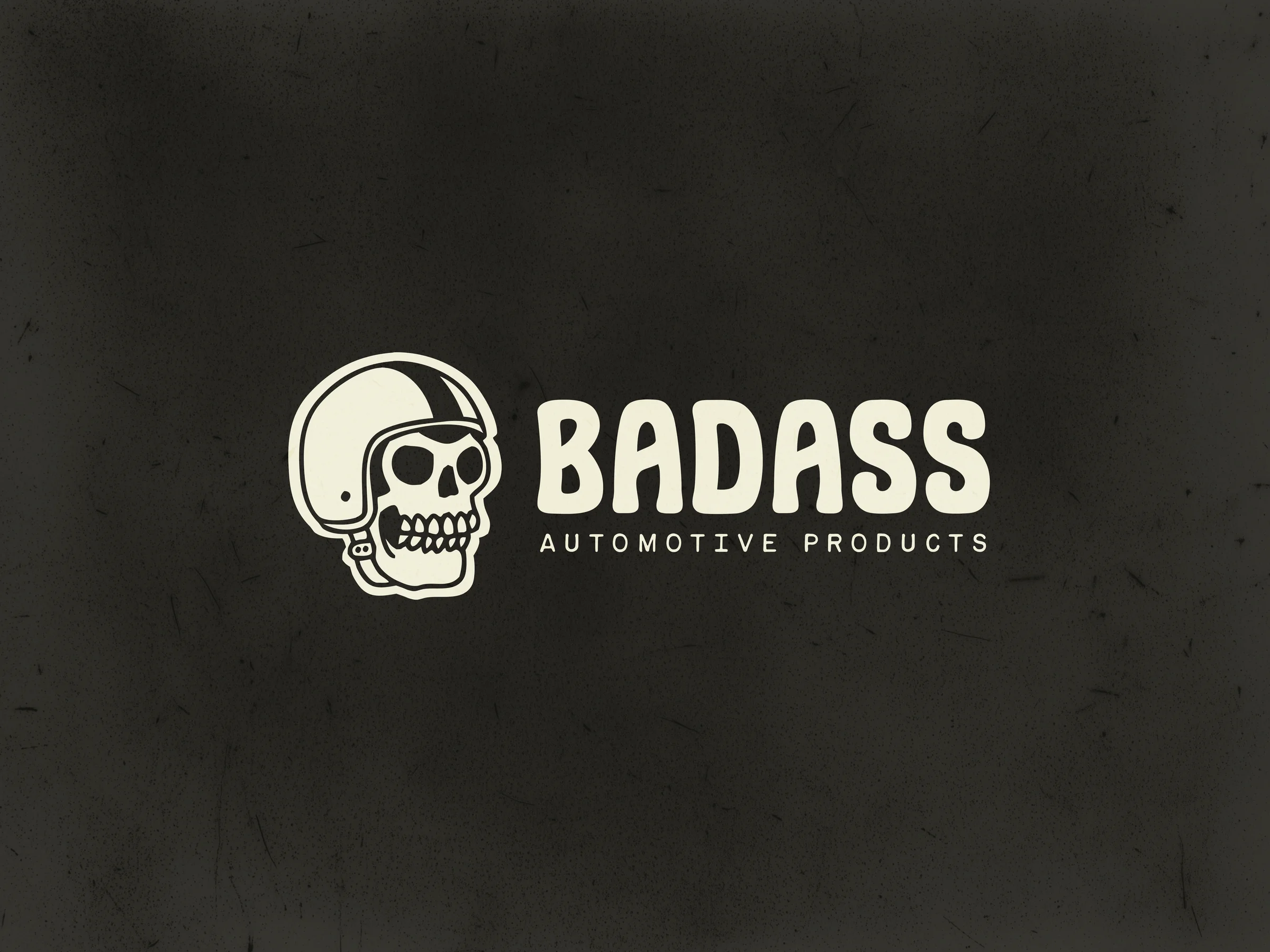 Horizontal BADASS logo locked up on a Grease-dark background.